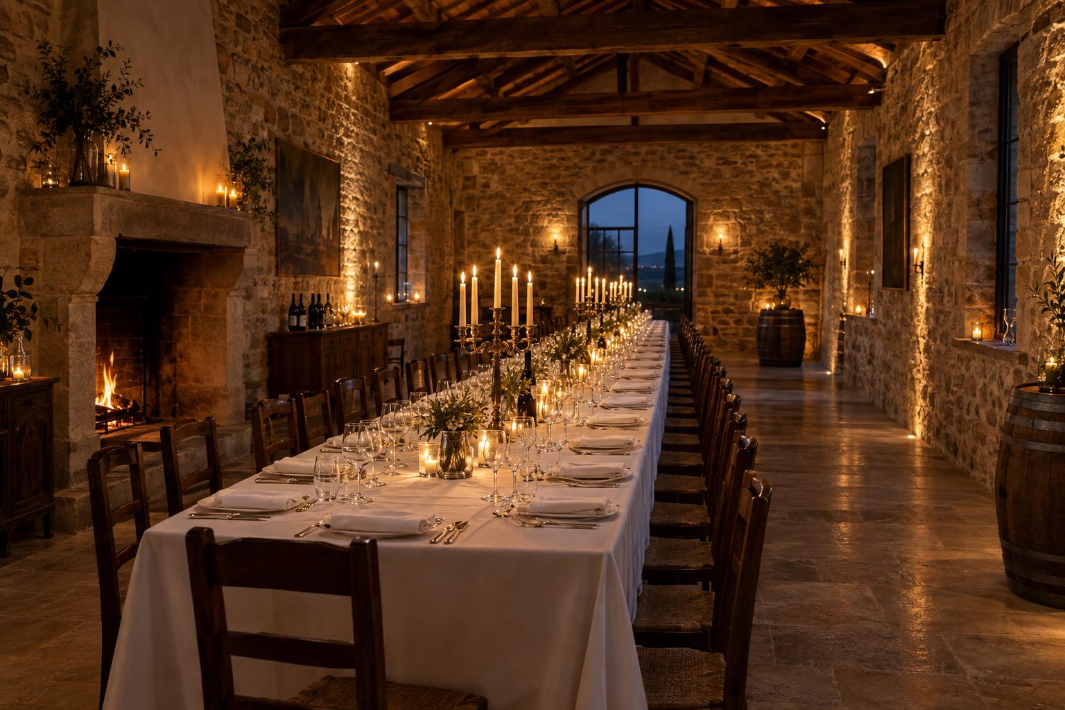Table dressée pour un dîner aux chandelles